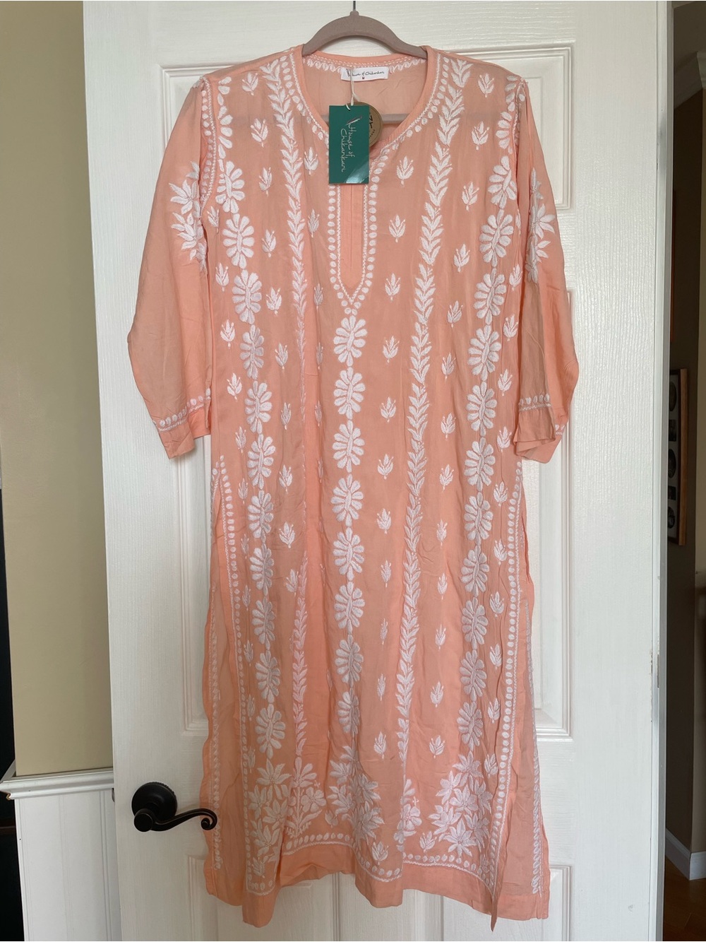 House of Chikankari Peach Kurta/ Cover Up-Medium-NWT